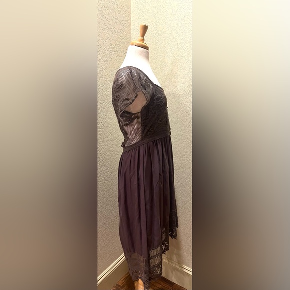 VTG Free People Embellished Lace Beaded Midi Hi Lo Dress S - Picture 4 of 12